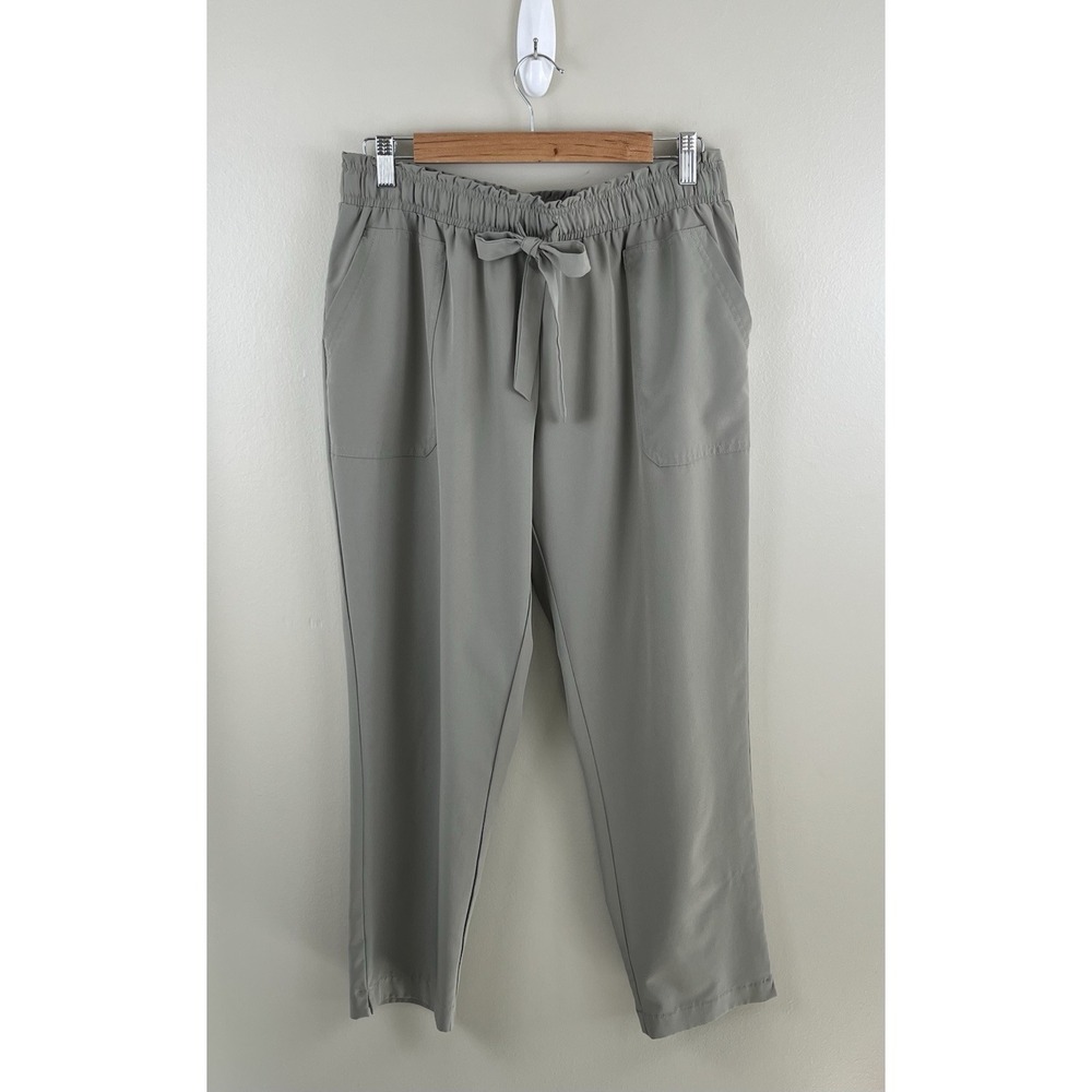 Soho Apparel Ltd Cropped Pants Womens M Sage Green Pull On Tie Waist Pockets